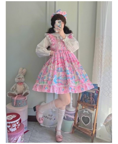 S-4XL Lolita JSK Dreamland Sleeveless Party Dress Lace Bow Ruffles Cute Mini Lolita Dresses 40-80 Kg Women'S Dress $72.89 - D...