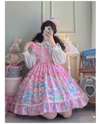 S-4XL Lolita JSK Dreamland Sleeveless Party Dress Lace Bow Ruffles Cute Mini Lolita Dresses 40-80 Kg Women'S Dress $72.89 - D...