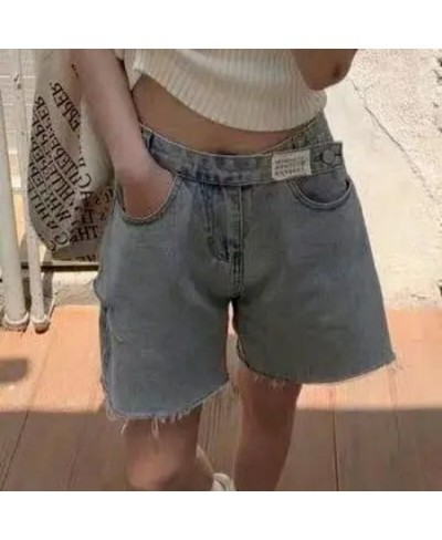 Shorts Women Hole Denim Summer High Waist Pockets Button Design Casual Simple Solid All-match Streetwear Clothing шорты женск...