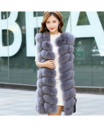 2023 High quality stitching fox fur vest Faux fur vest long autumn winter fur coat women $107.57 - Jackets & Coats