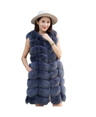 2023 High quality stitching fox fur vest Faux fur vest long autumn winter fur coat women $107.57 - Jackets & Coats