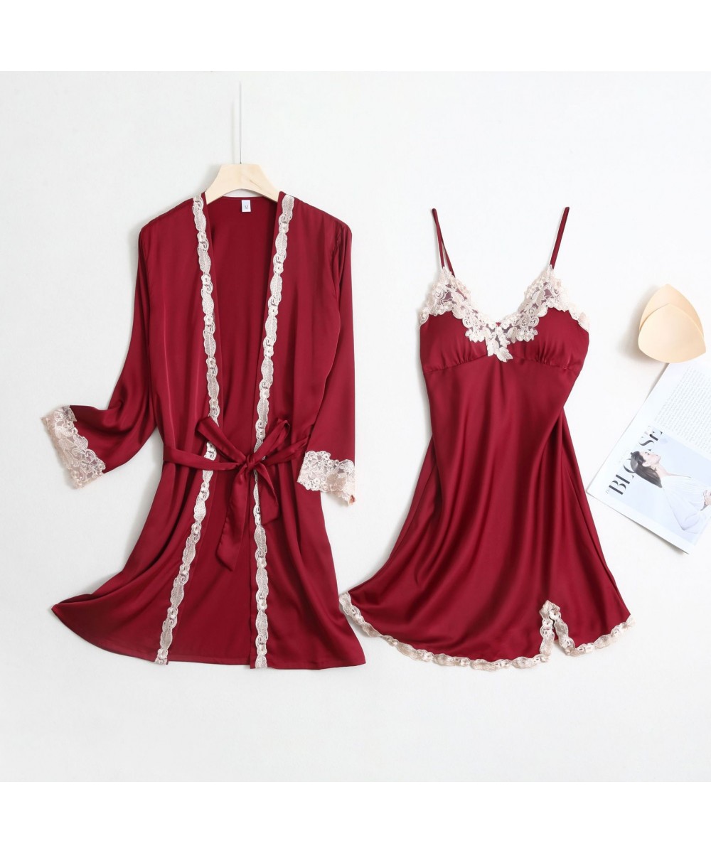 2 Pieces Set Robe & Gown Sets for Women Sexy V Neck Lace Nightgown Dress Ladies Summer Home Clothes Night Wear 2023 $47.27 - ...