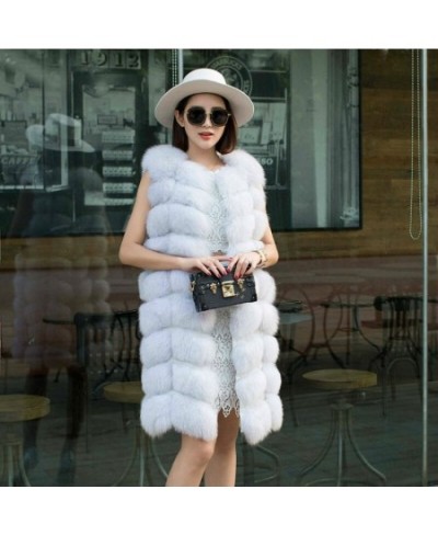 2023 High quality stitching fox fur vest Faux fur vest long autumn winter fur coat women $107.57 - Jackets & Coats