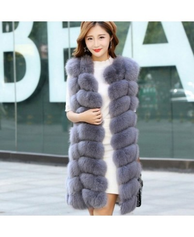 2023 High quality stitching fox fur vest Faux fur vest long autumn winter fur coat women $107.57 - Jackets & Coats