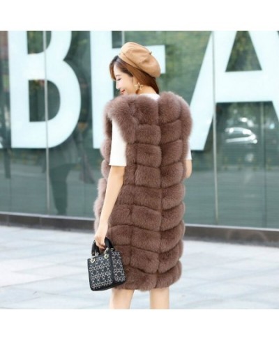 2023 High quality stitching fox fur vest Faux fur vest long autumn winter fur coat women $107.57 - Jackets & Coats