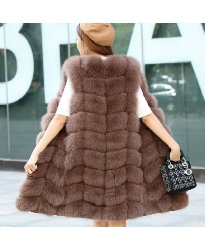 2023 High quality stitching fox fur vest Faux fur vest long autumn winter fur coat women $107.57 - Jackets & Coats