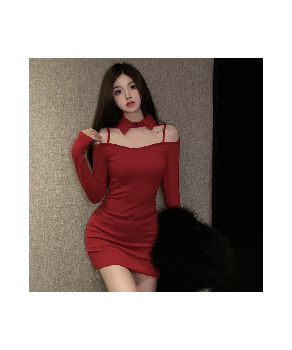 Women's Dress Slim Sexy Fashion Long Sleeve Spring Festival Dress Retro Red $24.94 - Dresses