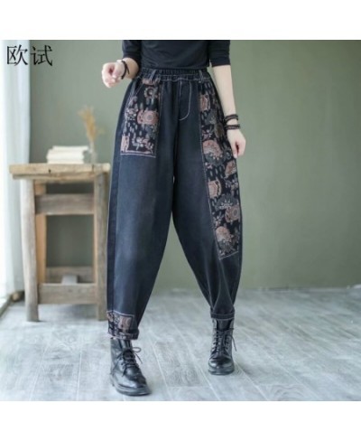 High Waist Women Patchwork Floral Harem Jeans Woman Clothing Casual Femme Denim Pants Ladies Fashion Trousers 2023 $45.88 - J...