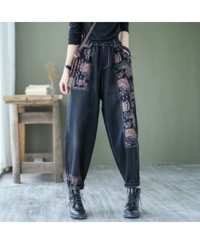 High Waist Women Patchwork Floral Harem Jeans Woman Clothing Casual Femme Denim Pants Ladies Fashion Trousers 2023 $45.88 - J...