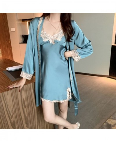 2 Pieces Set Robe & Gown Sets for Women Sexy V Neck Lace Nightgown Dress Ladies Summer Home Clothes Night Wear 2023 $47.27 - ...