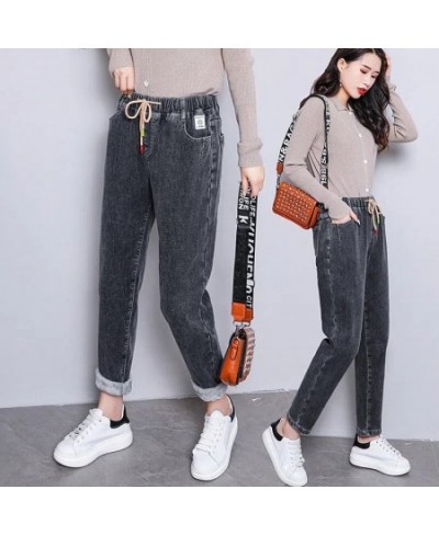 Winter Baggy Warm Fleece Lined Harem Jeans Women Vintage Drawstring Denim Pants Plus Velvet Vaqueros Thicken Capris Pantalone...