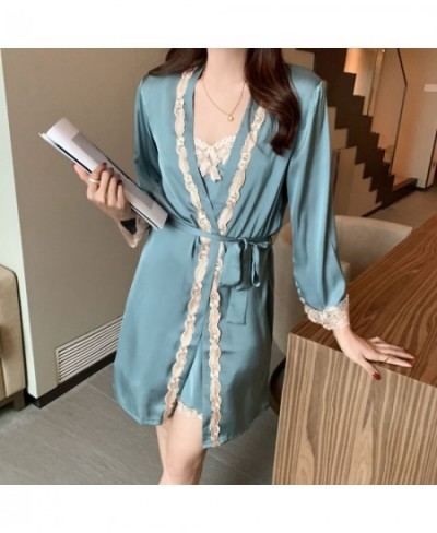 2 Pieces Set Robe & Gown Sets for Women Sexy V Neck Lace Nightgown Dress Ladies Summer Home Clothes Night Wear 2023 $47.27 - ...