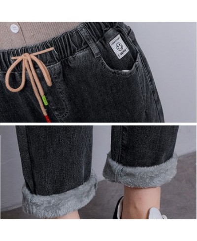 Winter Baggy Warm Fleece Lined Harem Jeans Women Vintage Drawstring Denim Pants Plus Velvet Vaqueros Thicken Capris Pantalone...