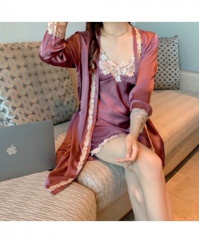 2 Pieces Set Robe & Gown Sets for Women Sexy V Neck Lace Nightgown Dress Ladies Summer Home Clothes Night Wear 2023 $47.27 - ...