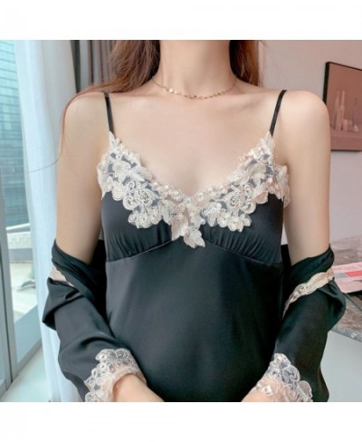 2 Pieces Set Robe & Gown Sets for Women Sexy V Neck Lace Nightgown Dress Ladies Summer Home Clothes Night Wear 2023 $47.27 - ...