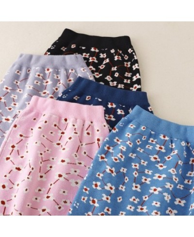 Knitted high waist bag hip a-line skirt autumn 2023 female winter mid-length long skirt vintage floral print skirt for women ...