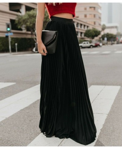 2023 Women's High Waist Pleated Chiffon Long Maxi Skirt Full Length Solid Color Summer Swing Casual Skirts $29.96 - Skirts