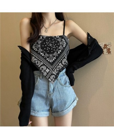 Summer Clothes For Women Retro Printing Scarves Crop Tops Fashion Chic Knitting Triangle Bowknot Tank Top Women $15.29 - Tops...