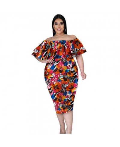 Plus Size Women's Dresses Summer Holiday Flower Printed Sexy One Shoulder Elegant Party Maxi Dress Wholesale $39.59 - Plus Si...