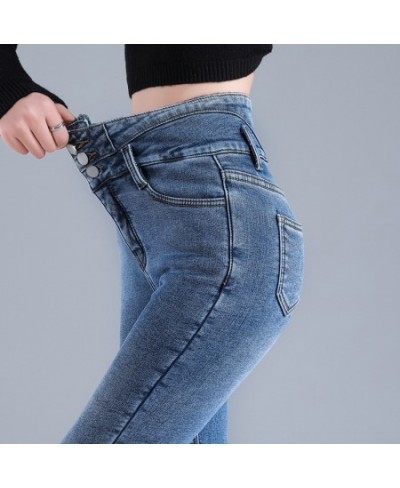 Women Thermal Jeans Winter Snow Warm Plush Stretch High Waist Jeans Lady Skinny Thicken Denim Retro Blue Pants Mom Sexy $48.9...