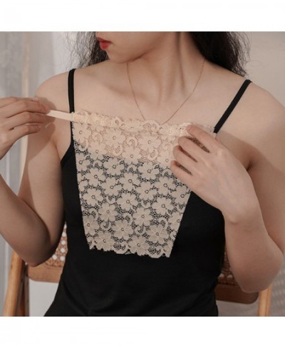 Women Summer Clip-On Floral Leaves Lace Mock Camisole Bra Insert Secret Cleavage Cover Overlay Panel Vest Wrapped Chest Bande...