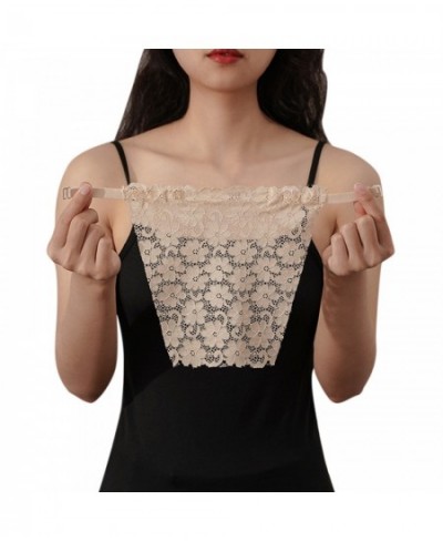 Women Summer Clip-On Floral Leaves Lace Mock Camisole Bra Insert Secret Cleavage Cover Overlay Panel Vest Wrapped Chest Bande...