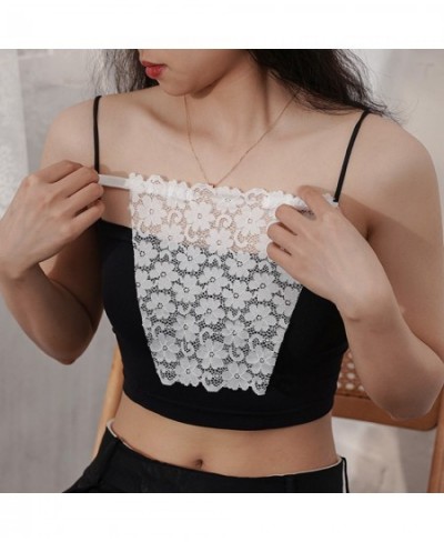 Women Summer Clip-On Floral Leaves Lace Mock Camisole Bra Insert Secret Cleavage Cover Overlay Panel Vest Wrapped Chest Bande...