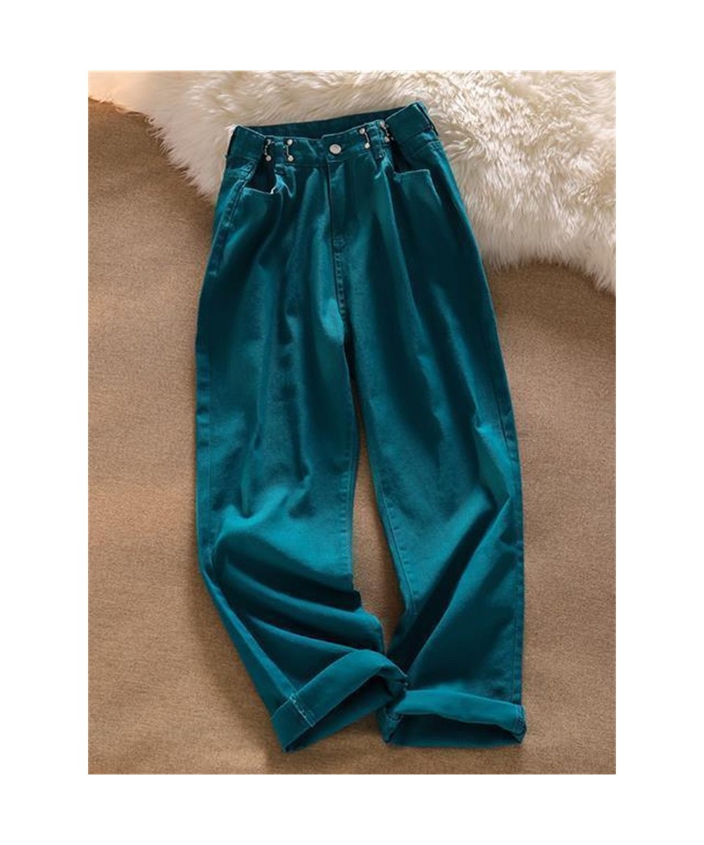 2022 womens fashion high waist green pink white Women's Wide leg jeans baggy woman denim capris Pants jean mom jeans trousers...