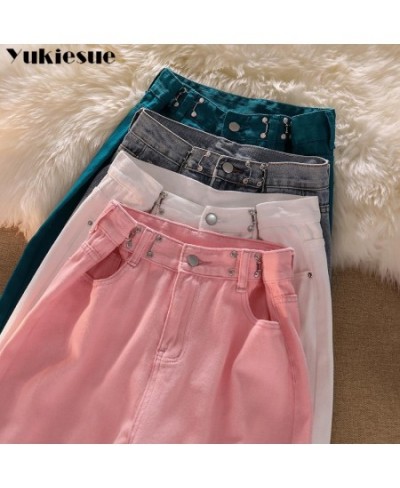 2022 womens fashion high waist green pink white Women's Wide leg jeans baggy woman denim capris Pants jean mom jeans trousers...