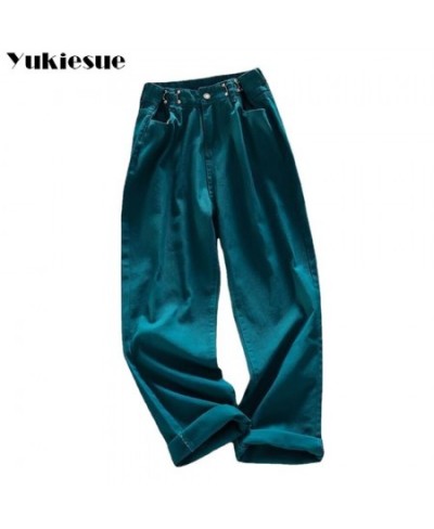 2022 womens fashion high waist green pink white Women's Wide leg jeans baggy woman denim capris Pants jean mom jeans trousers...