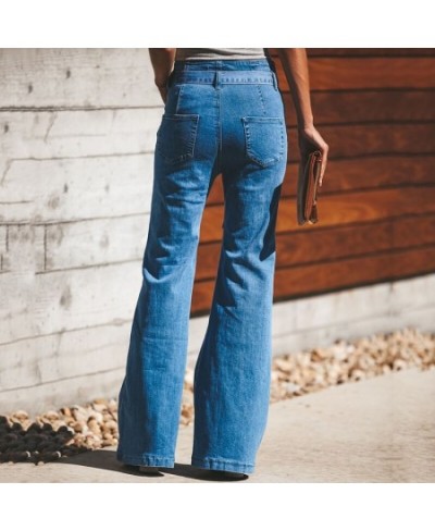 Sexy street straight denim jeans tailor-made bow tie belt denim trousers women's high-waist wide-leg jeans plus size loose $5...