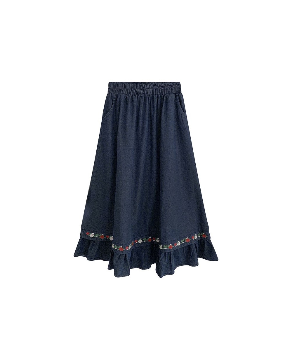 Plus Size Autumn Winter Corduroy Skirt Women Literature Vintage Midi Long Skirts Female Elastic High Waist A-line Pleated Ski...