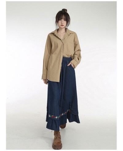 Plus Size Autumn Winter Corduroy Skirt Women Literature Vintage Midi Long Skirts Female Elastic High Waist A-line Pleated Ski...