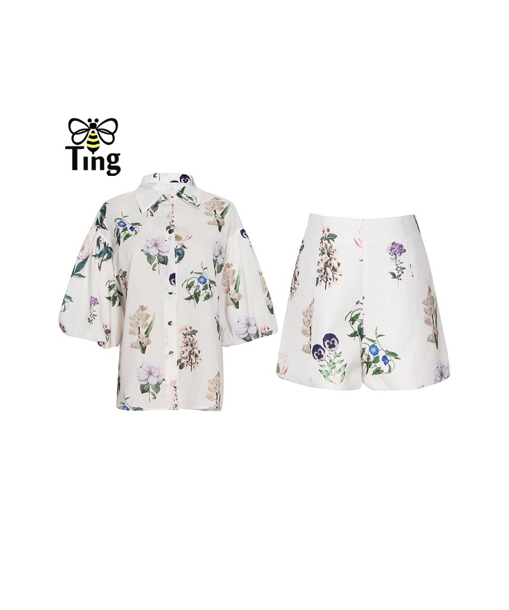 Women Fashion Floral Print Lantern Sleeve Blouses & Shorts Tow Pieces Sets Lady Casual Streetwear Outfits Pants Sets Za $53.9...