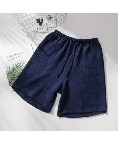 Summer Couple Sleep Pants Cotton Crepe Nightwear for Men and Women Pajama Shorts Elastic Waist Sleep Bottoms Sleeping Shorts ...