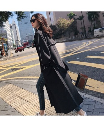 Women's Mid-length Trench Coat 2022 New Korean Fashion Harajuku Spring Autumn Black Coat Plus Size Wholesale Loose Jacket $64...