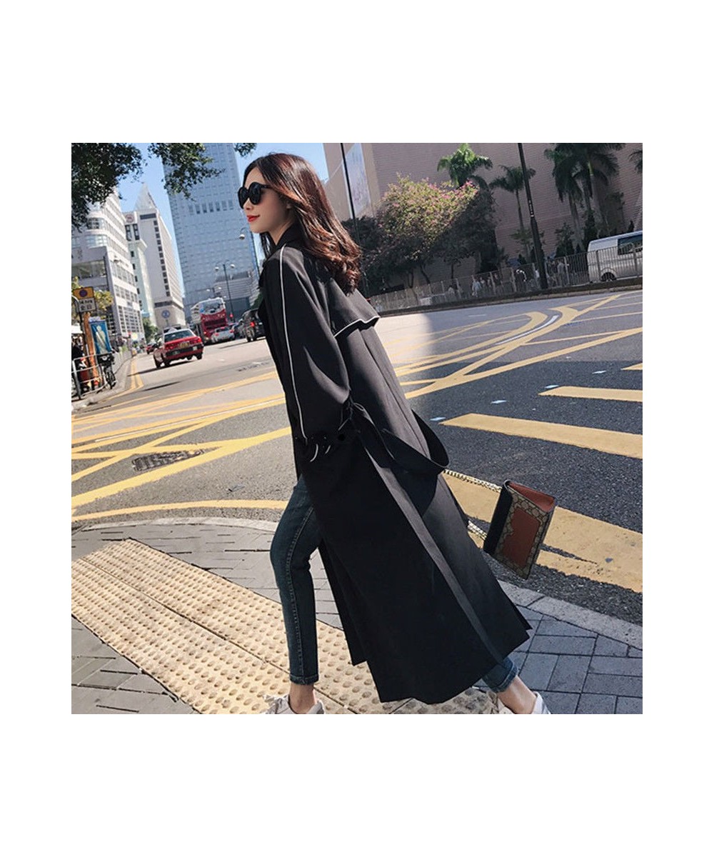 Women's Mid-length Trench Coat 2022 New Korean Fashion Harajuku Spring Autumn Black Coat Plus Size Wholesale Loose Jacket $64...