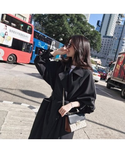 Women's Mid-length Trench Coat 2022 New Korean Fashion Harajuku Spring Autumn Black Coat Plus Size Wholesale Loose Jacket $64...