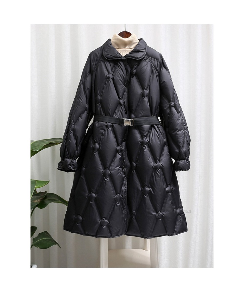 Ultra Light Women's Long Puffer Jacket Female Feather Parkas Lightweight Slim 90% Duck Down Coat With Belt Waterproof $103.82...