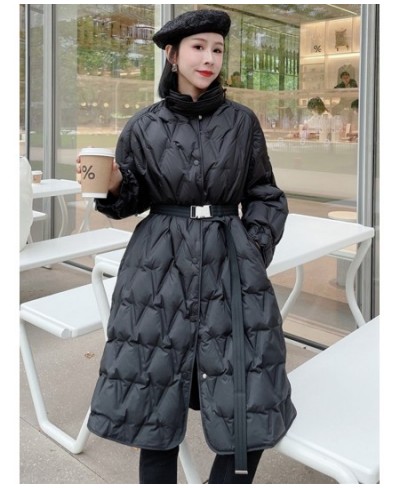 Ultra Light Women's Long Puffer Jacket Female Feather Parkas Lightweight Slim 90% Duck Down Coat With Belt Waterproof $103.82...