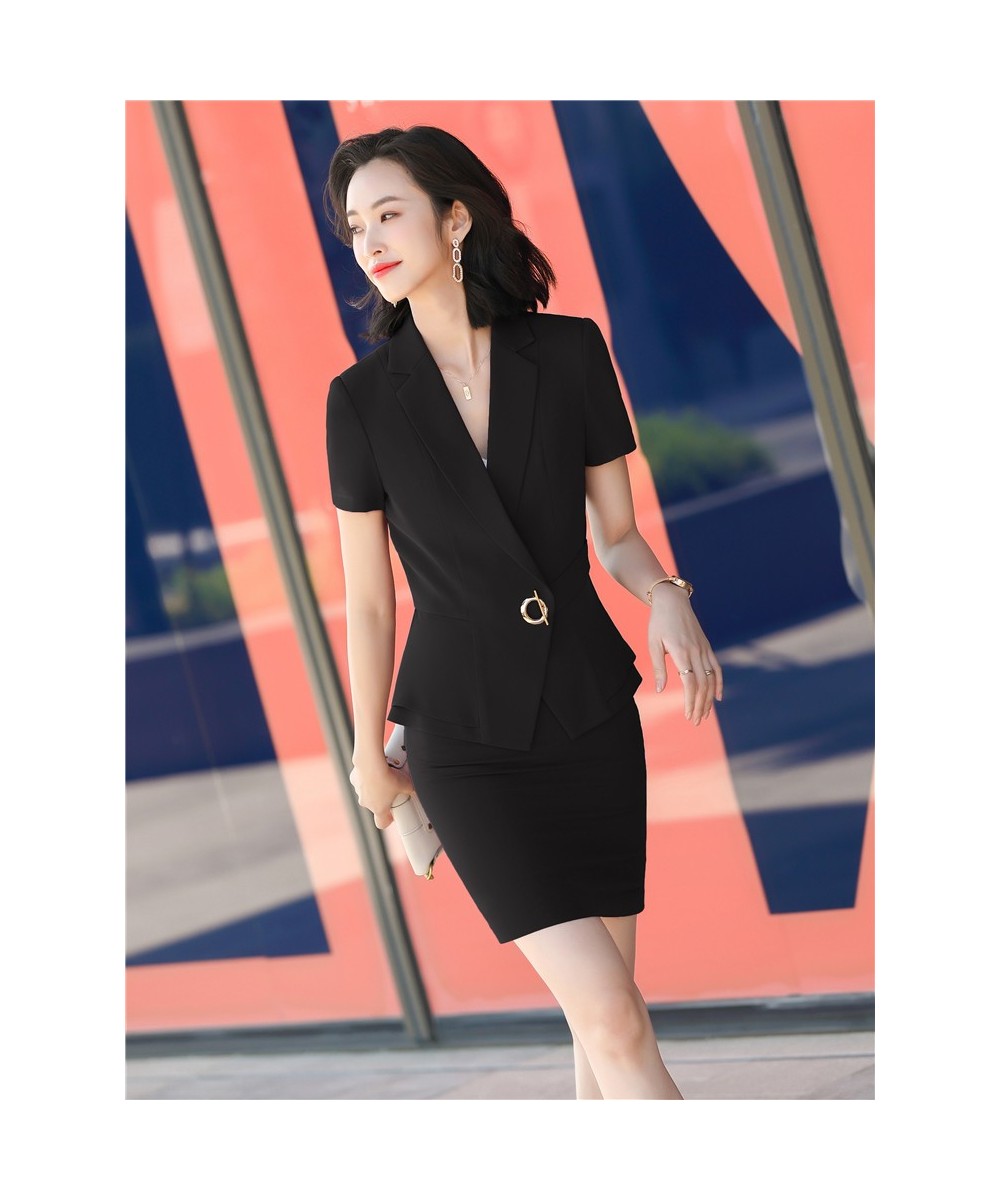 2023 Summer Two Piece Set Women Suits Short Sleeve Blazer & Mini Skirt Elegant High Fashion Chic Lady 2 Piece Set Women blaze...