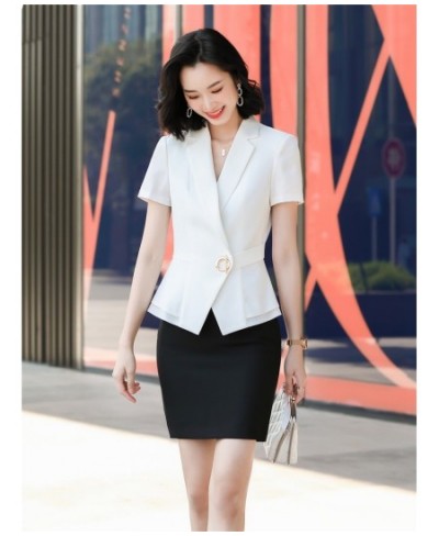 2023 Summer Two Piece Set Women Suits Short Sleeve Blazer & Mini Skirt Elegant High Fashion Chic Lady 2 Piece Set Women blaze...