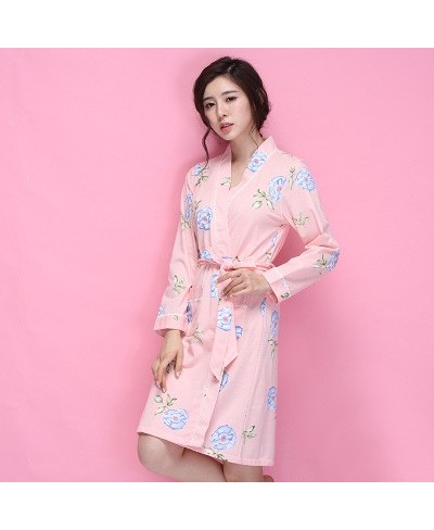 Designer New 100% Cotton Robe Women Spring Long Sleeved Bath Robe Novelty Bathrobe Kimono Loose Home Wear D0319 $56.75 - Slee...