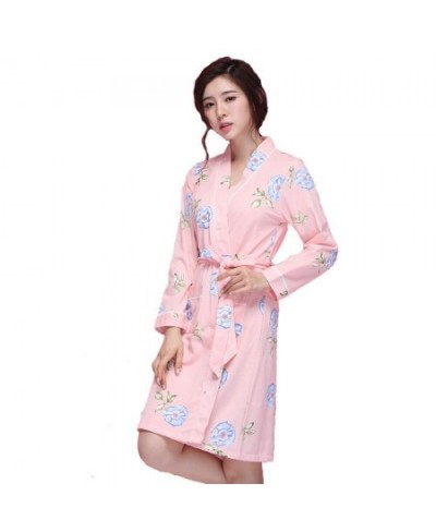 Designer New 100% Cotton Robe Women Spring Long Sleeved Bath Robe Novelty Bathrobe Kimono Loose Home Wear D0319 $56.75 - Slee...