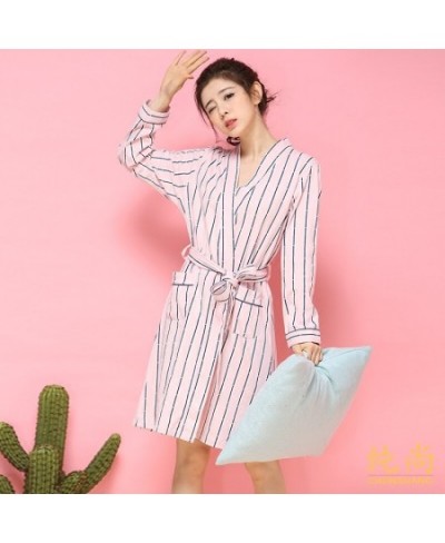 Designer New 100% Cotton Robe Women Spring Long Sleeved Bath Robe Novelty Bathrobe Kimono Loose Home Wear D0319 $56.75 - Slee...