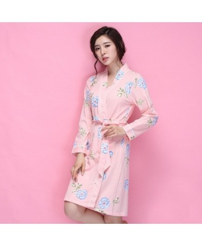 Designer New 100% Cotton Robe Women Spring Long Sleeved Bath Robe Novelty Bathrobe Kimono Loose Home Wear D0319 $56.75 - Slee...