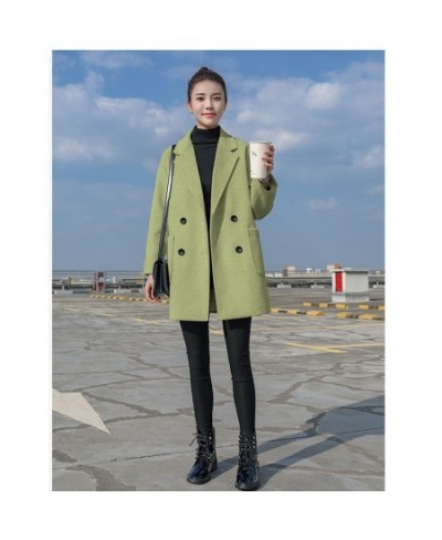 Women Jackets Winter Causal Loose Elegant Black Outwear Long Sleeve Double Breasted Fashion Female Wool Blend Warm Coat $68.4...