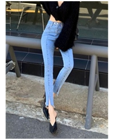 Jeans for Women 2022 High Waisted Spliced Split Zippers Pockets Slim Pants Do Old Straight Korean Fashion Casual Jeans $42.98...