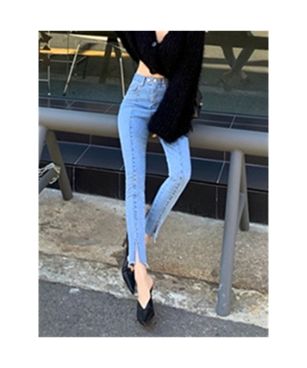 Jeans for Women 2022 High Waisted Spliced Split Zippers Pockets Slim Pants Do Old Straight Korean Fashion Casual Jeans $42.98...