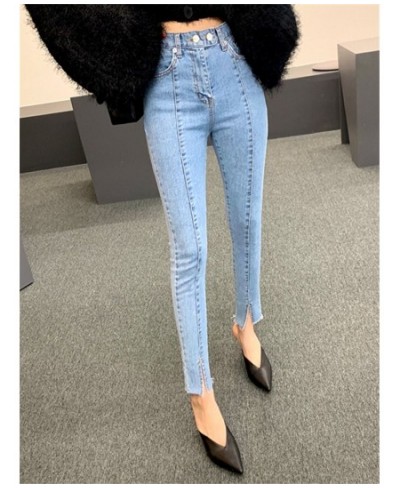 Jeans for Women 2022 High Waisted Spliced Split Zippers Pockets Slim Pants Do Old Straight Korean Fashion Casual Jeans $42.98...